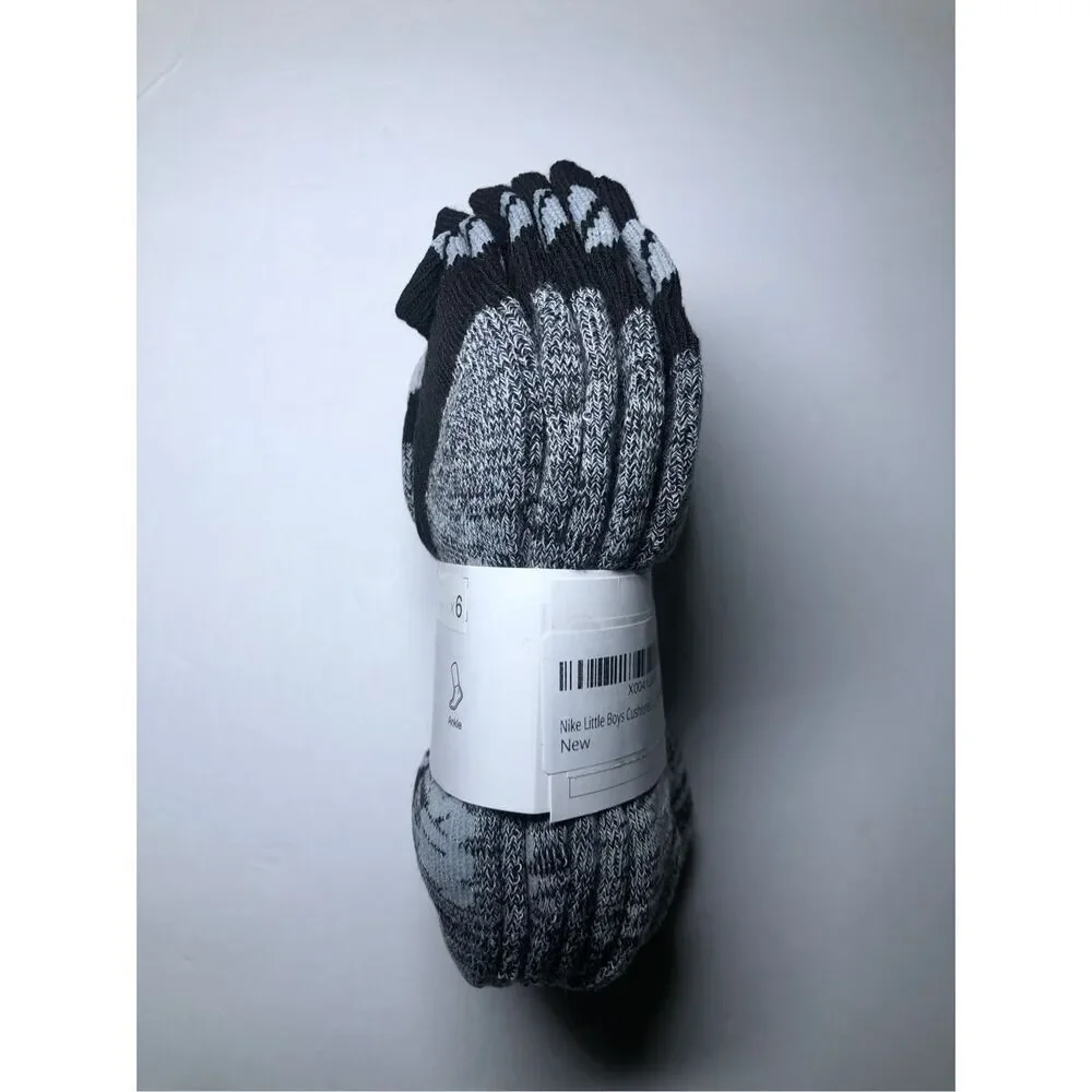 Nike Kids Cushioned Ankle Socks Size 5-7/ Shoe 10C-3Y  6 pack